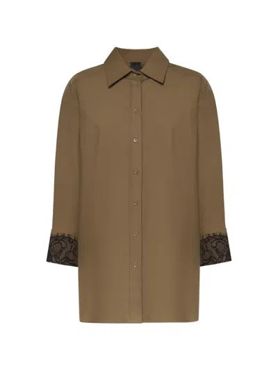 Pinko Lace-detaili Shirt In Brown