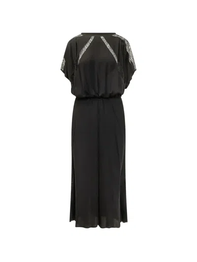 Pinko Lace-insert Twill Dress In Black