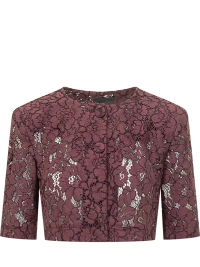 Pinko Lace-inspired Blazer - Mini Fit In Bordeaux