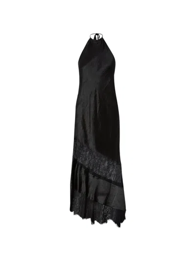 Pinko Lace-panelled Halterneck Midi Dress In Black