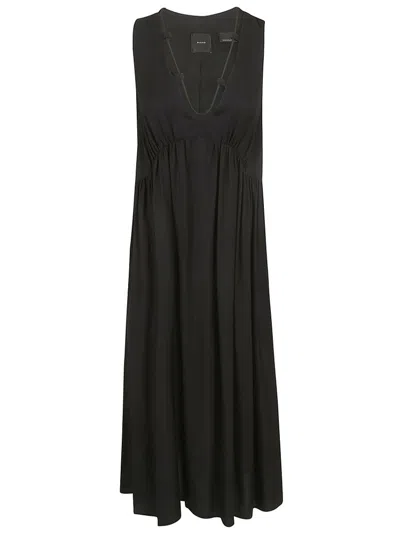 Pinko Laces Detailed Sleeveless Midi Dress In Black