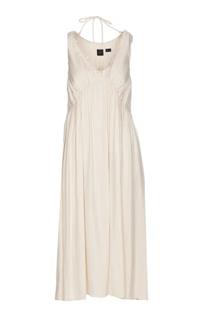Pinko Laces Detailed Sleeveless Midi Dress In White