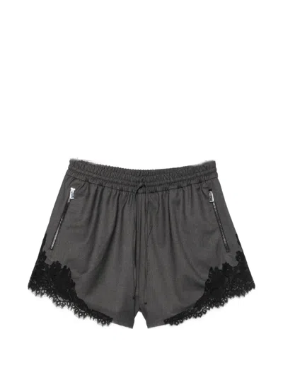 Pinko Lace-trim Drawstring Short In Black
