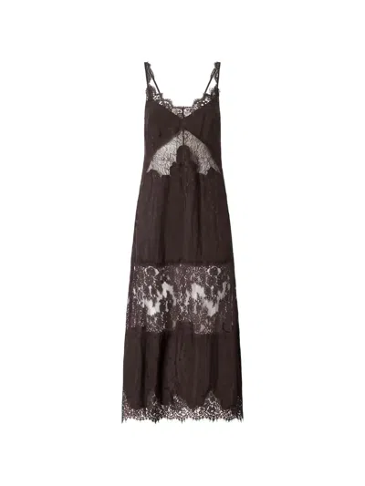 Pinko Lace-trimmed Tiered Dress In Black