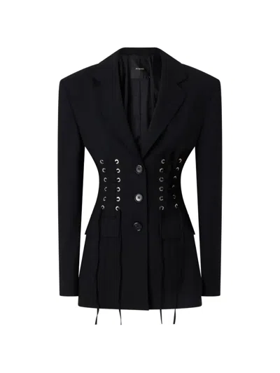 Pinko Lace-up Blazer In Black