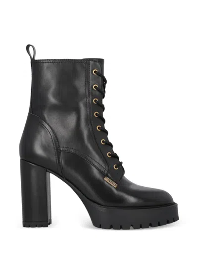 Pinko Lace-up Platform Ankle Boots In Black