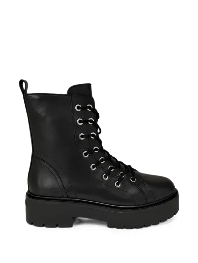 Pinko Lace-up Platform Combat Boots In Black