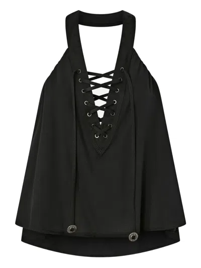 Pinko Lace-up Top In Black