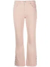 Pinko Lacing-detail Logo-patch Bootcut Jeans In Pink