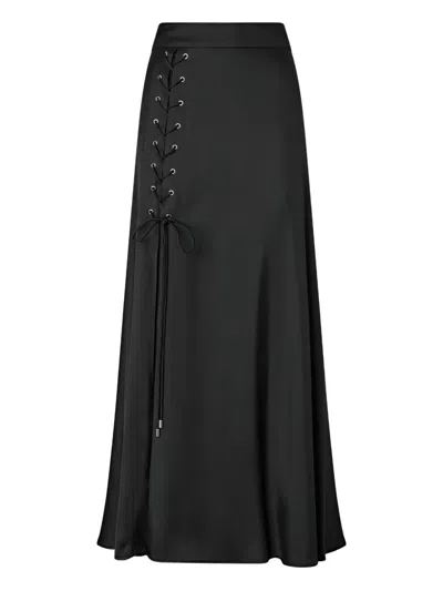 Pinko Long Skirt With Slit And Laces In Black