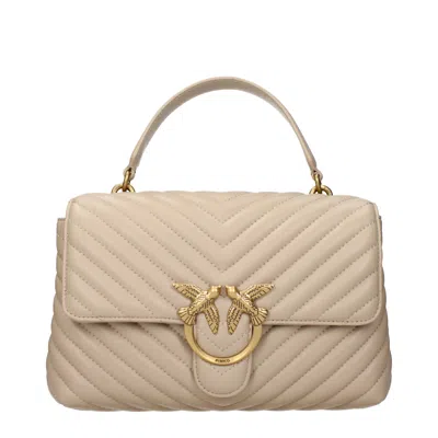 Pinko Handbags Lady Love Women Leather Beige In Neutral