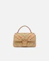 Pinko Lady Love Bag Puff Small Handbag In Raffia Colored Crystals