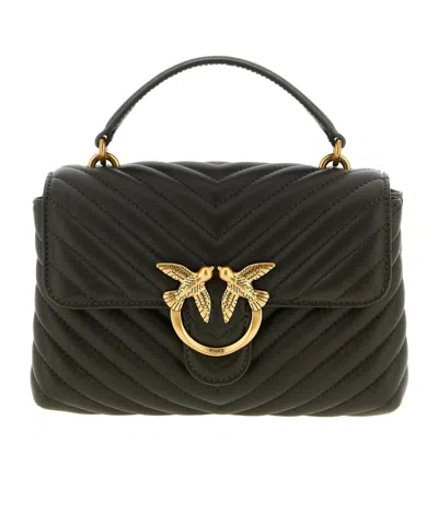 Pinko Lady Love Puff Chevron Mini Crossbody Bag In Black