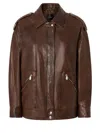 Pinko Washed Leather Jacket With Collar