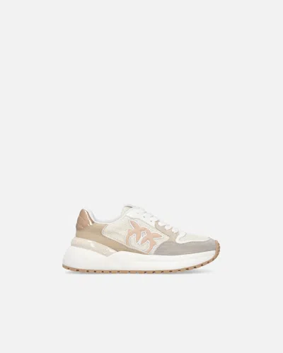 Pinko Laminated Chunky Sneakers With Logo In Sand