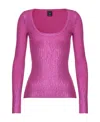 Pinko Laminated-effect Ribbed-knit Jumper In Pink