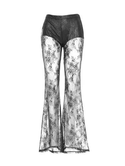 PINKO LAMINATED-LACE FLARED TROUSERS
