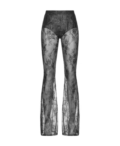 Pinko Laminated-lace Trousers In Black
