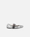 Pinko Laminated Leather Ballerinas With Jewel Band In Silver