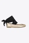 PINKO LAMINATED LEATHER BALLERINAS WITH RIBBONS