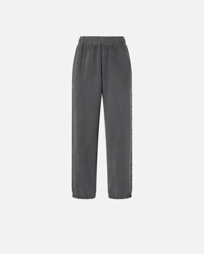 Pinko Laminated-print Fleece Joggers In Gray