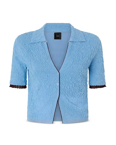 Pinko Short-sleeved Knitted Cardigan In Blue