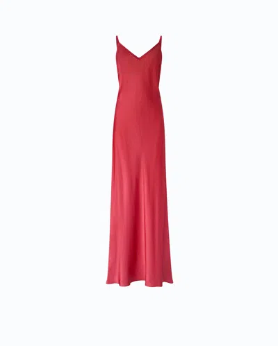 Pinko Long Slip Dress In Satin In Red