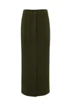Pinko Longuette Skirt High-waisted Front Split In Verde