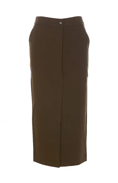 Pinko Longuette Skirt High-waisted Front Split In Green