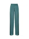Pinko Laon Satin-finish Trousers In Verde Bottiglia