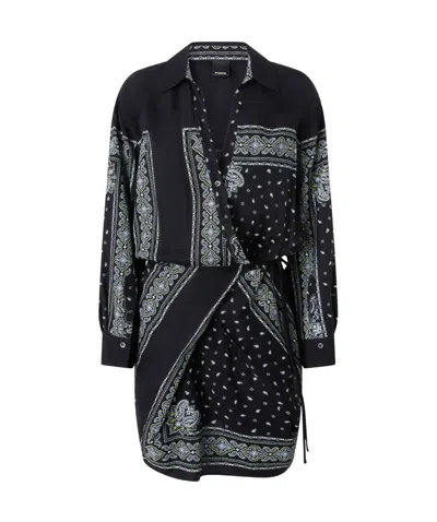 PINKO PINKO BANDANA PRINTED DROP SHOULDER MINI DRESS