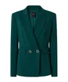 Pinko Double-breasted Cady Blazer With Metal Buttons In Green