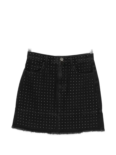 Pinko Laredo Studded Frayed Mini Skirt In Black