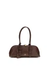 Pinko Bowling Bag Horizontal Big Brown Handbag With Adjustable And Removable Shoulder Strap And Padl In Brown