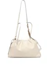 Pinko Large Drawstring Logo Clutch Bag In Neutral