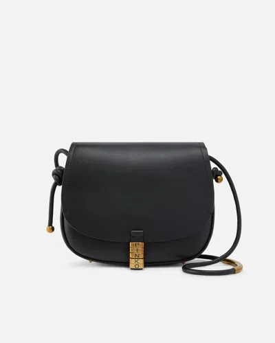 Pinko Large Knot Detail Leather Crossbody Bag In Black-antique Gold