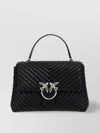 Pinko Large Lady Love Bag Puff Chevron Handbag In Black