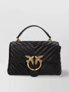 Pinko Large Lady Love Bag Puff Chevron Handbag In Black