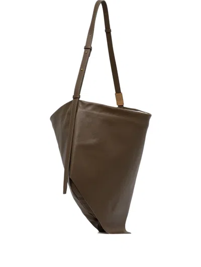 Pinko Large Leather Shoulder Bag In Brown