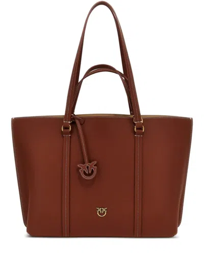 Pinko Large Love-birds Tote Bag In Red