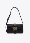 Pinko Crossbody Bag In Nero Leather With Gold-tone Clasp In Black