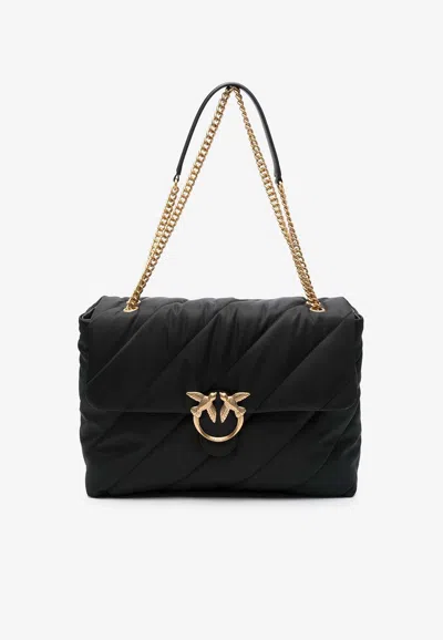 Pinko Love Puff Nylon Shoulder Bag In Black