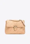Pinko Large Puff Quilted Love Birds Crossbody Bag In Sand