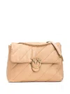 Pinko Large Quilted Recycled Fabric Love Bag In Nude