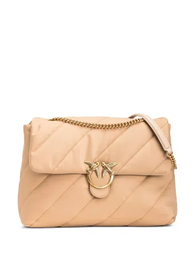 Pinko Large Quilted Recycled Fabric Love Bag In Nude