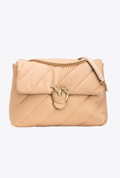 Pinko Love Birds Puff Bag In Neutrals
