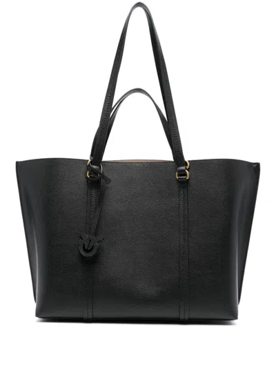 Pinko Large Tumbled Shopper Bag In Black