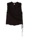 Pinko Ruffled Sleeveless Top In Brown
