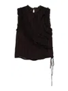 Pinko Ruffled Sleeveless Top In Brown