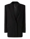 Pinko Oversized Blazer With Rhinestones In Black